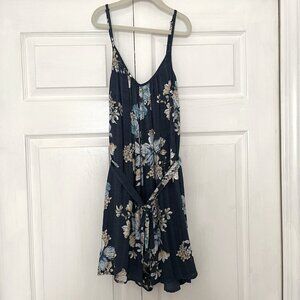 Lulus Navy Blue Floral Print Sleeveless Romper